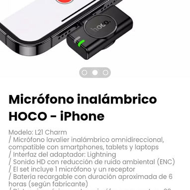Micrófono inalámbrico HOCO - iPhone. Modelo: L21 Charm - Img 115921341