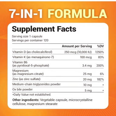 Vitamina D3 + K2 Fórmula 7 en 1(La mejor) - Img 120896125