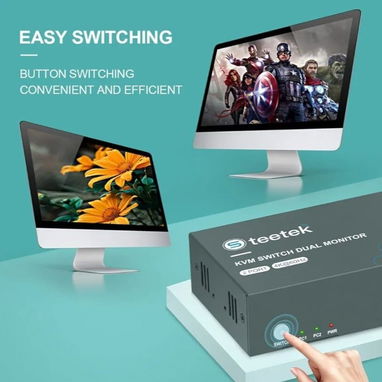 KVM Switch 2 Puertos Dual Monitor 4K@60Hz – HDMI 2.0 - Img 123286940