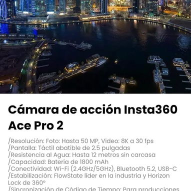 Cámara de acción Insta360 Ace Pro 2. Resolución: Foto: Hasta 50 MP, Video: 8K a 30 fps - 4/6