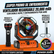 ( Agotado )Ventilador Portable 20Mil mAh+ Doble Aspa +2 Regalos (Linterna+Audifnos) 43USD/CUP - Img 55208580