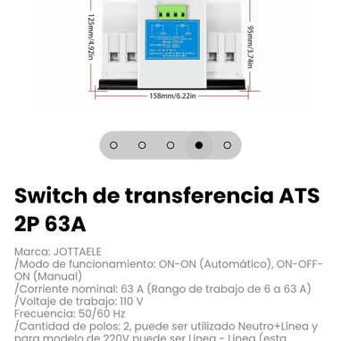 Switch de transferencia ATS 2P 63A Marca: JOTTAELE - 4/5
