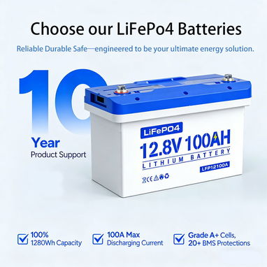 Batería Anern de ciclo profundo LiFePO4 de 12.8V 100A 1280WH - 4/8