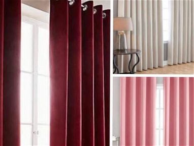 Juegos de sobrecama con cortinas tapa sol de 2 paños color rojo vino como el rojo de la cortina - Img main-image-45630080