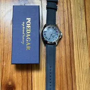 Reloj esfera y pulsera azul navy , manilla de cuero. Calendario. Ideal para eventos formales y casuales. - Img 55535067