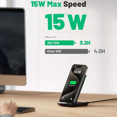 ⚡📱 CARGADOR INALÁMBRICO INIU 15W FAST CHARGE + BASE SOPORTE 🔥 IPHONE SAMSUNG ANDROID 💥 Envío + Garantía - Img 117590455
