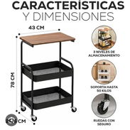 Organizador multifuncional de metal con ruedas  ✅Medidas: 80 cm altura x 30 x 43 cm ancho  🏷️ $30 usd - Img 55799213