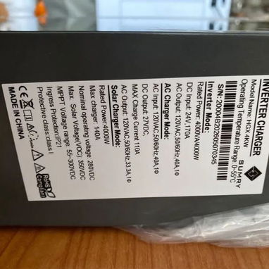 Inversor Solar Híbrido SUMRY 4000W 24V a 120V Onda Pura con MPPT 140A y Pantalla LCD Táctil VT# - 2/6