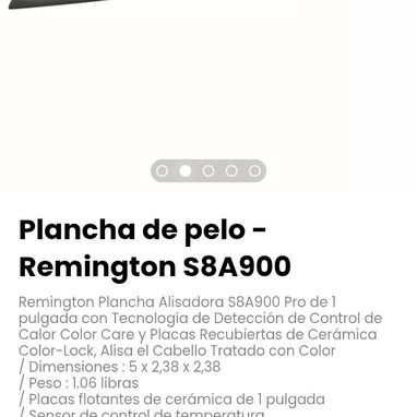 Plancha de pelo - Remington S8A900. Placas flotantes de cerámica de 1 pulgada. Sensor de control de temperatura - 2/5