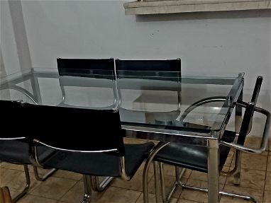 Juego de comedor aluminio y cristal 6 sillas - Img main-image
