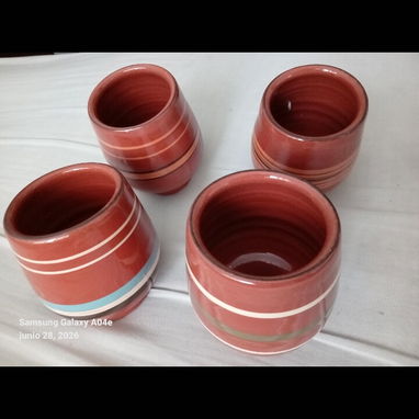 Juego de 4 vasos de cerámica. Manufactura de calidad - 2/8