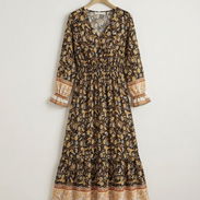 Vestido largo de mujer estilo boho, estampado floral color café [Talla L] 25usd - Img 56122553