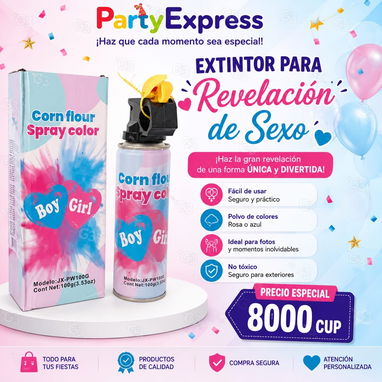 Revelación de sexo: globos con confetis, cañón de confetis, vela de humo, spray de revelación - Img 121984893