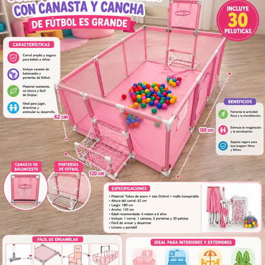 Corral para bebe☝️ Con pelotas, canasta y portería  100usd - 4/4