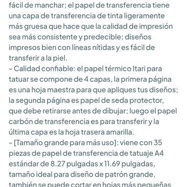 Papel de Transferencia de Tatuajes iTari A4 - 35 Hojas, Plantilla para tatuaje 🌐 39.49 USD - 2/3