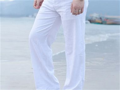 Pantalones amplios y frescos en algodón y lino / pares de medias - Img main-image