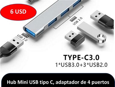 Mini Hub adaptador Usb tipo C de 4 puertos 3.0 - Img main-image