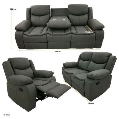 💥 Juegos de muebles reclinables 3,2,1 plaza ✓Material: Cuero de aire  ✓: negro, carmelita y gris 2500 - Img 123026932