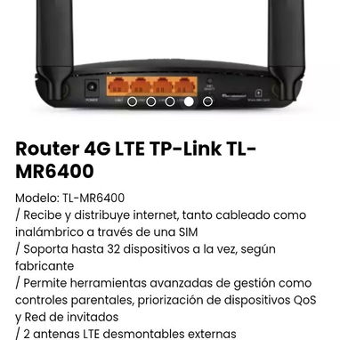 Router 4G LTE TP-Link TL-MR6400. Nuevo - Img 101250949
