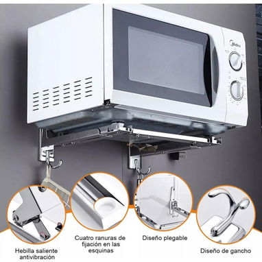 Soporte micro - Estante para horno microondas, estante de cocina, cocina de acero inoxidable 304 plegable para microonda - Img 116185851