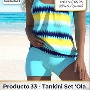 🌊TANKINI TALLA S✨DISEÑO EN TONO AZUL Y ESTAMPADO DE OLAS - Img 56110069