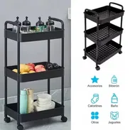 Carritos auxiliadores multifuncional 3 niveles con ruedas de color negro (uhb) - Img 53737982