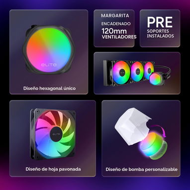 Disipación Cooler Master 360 Elite - Enfriador líquido para CPU, bomba de cámara doble, iluminación aRGB personalizable - Img 127722552