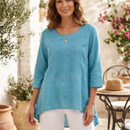 Blusa señora casual bordada tono azul verdoso Talla 3xl 13usd - Img 55891198