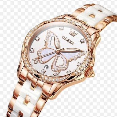Reloj automático de Lujo para mujer de color blanco y dorado - 3/4