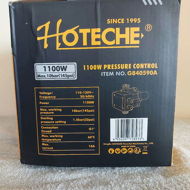 CONTROL AUTOMÁTICO PARA BOMBA DE AGUA HOTECHE de 1100W y 10bar de max. presión. Nuevo en caja. - 2/2