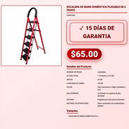 ESCALERA DE MANO DOMÉSTICA PLEGABLE DE 6 PASOS . - Img 57894027
