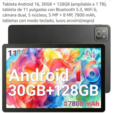 Vendo tablet nuevo en su caja Android 16 de 30 gb de ram y almacenamiento 128GB de 11pulgadas grande - Img 126898398