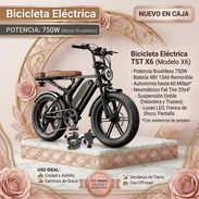 Bicicleta Eléctrica TST X6 750W 48V 15Ah 20x4 Fat Tire Con Rack Y Candado Negro Bicicleta eléctrica TST X6 para adultos - Img 58252175