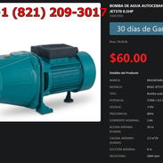 Bomba de Agua BRAS-JET370 para Proyectos Riego, Bomba de Agua 370W BRAS-JET370 Funcionamiento Sólido VPT-0035 - Img 54455947