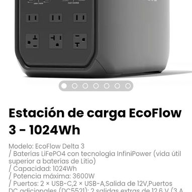 Estación de carga EcoFlow 3 - 1024Wh. Baterías LiFePO4 con tecnología InfiniPower(vida útil superior a baterías de Litio - Img 119687353