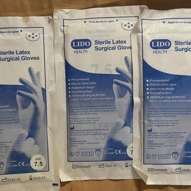 1- Guantes Quirúrgicos  2- Jeringuillas (1,5,10,20,50) ml  3- Dipirona (600 mg) en ampulas   4- Ranitidina  5- Salbutamo - 3/9