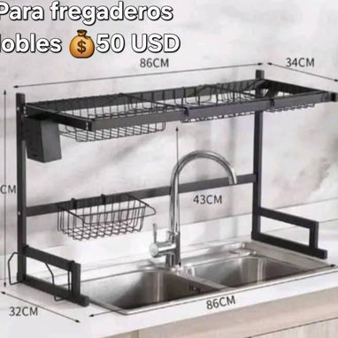🔖Plateros metálicos para fregaderos sencillos y dobles - 6/10