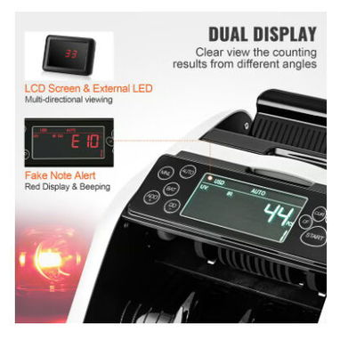 Contadora de Billetes VEVOR 1000 Billetes/min Detección UV MG IR DD Pantalla LCD Con Display Externo USD EUR Para Negoci - Img 122015541