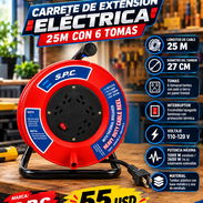 ⚡ CARRETE  ⚡ DE EXTENSIÓN ELÉCTRICA 25M CON 6 TOMAS. TENEMOS MENSAJERÍA CON FACTURA Y GARANTIA. 📲 54833699 - Img 58235086