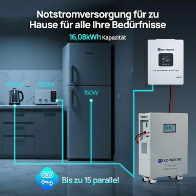 ECO-WORTHY 48V 314Ah LiFePO4 Battery 16kWh with 200A BMS Bluetooth/WLAN - 2/3