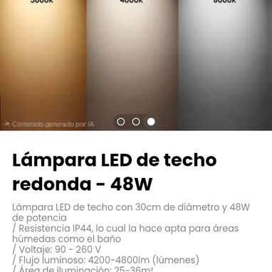 Lámpara LED de techo redonda de 30cm de diámetro - 48W - Img 123082148