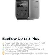 Ecoflow Delta 3 Plus ⚡ Capacidad: 1024 Wh (expandible hasta 5 kWh) 🔌 Salida AC: 1800 W (3600 W pico, X-Boost) 🔋 Baterí - Img 57266780