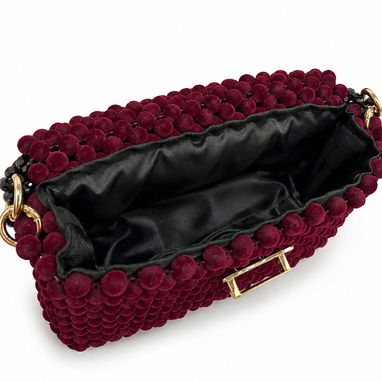 Cartera artesanal con perlas de terciopelo - 3/4