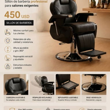Sillas y sillones de peluquería y Barbería,lavacabezas,camilla y lámpara medialuna - Img 122590045