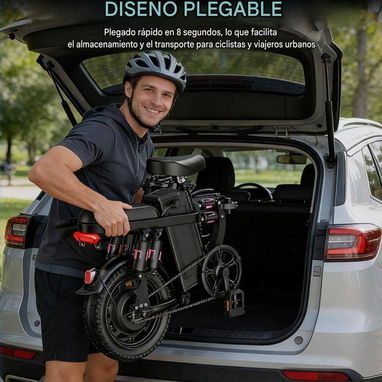 Bicicleta Eléctrica Plegable 14" 1200W 24MPH Batería 48V 10Ah Suspensión y Frenos de Disco🔴‼️OFERTA‼️🔴Quedan pocas. - 5/6