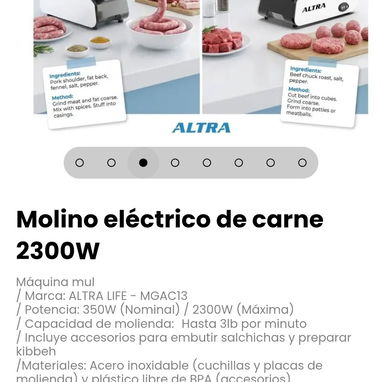 Molino eléctrico de carne 2300W Máquina mul. Marca: ALTRA LIFE - MGAC13 - 3/8
