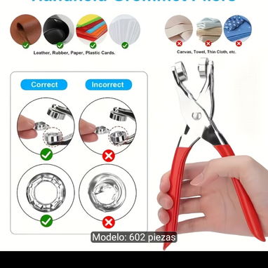 Kit de Pinza Ojaladora y Perforadora con Ojetes Metálicos - 2/10