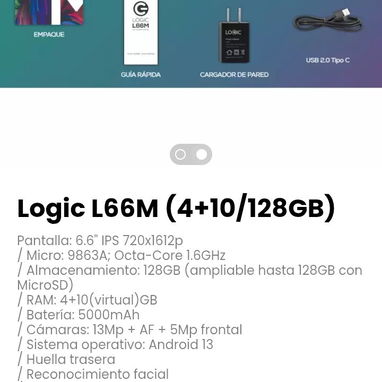 Logic L66M (4+10/128GB). Batería: 5000mAh - Img 120773575