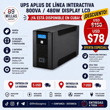 $61usd 🔋UPS Aplus 600VA/ 360W/ 8 Tomas🔋 - Img 126675437