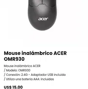 Mouse inalámbrico ACER OMR930. Nuevo - Img 50095295
